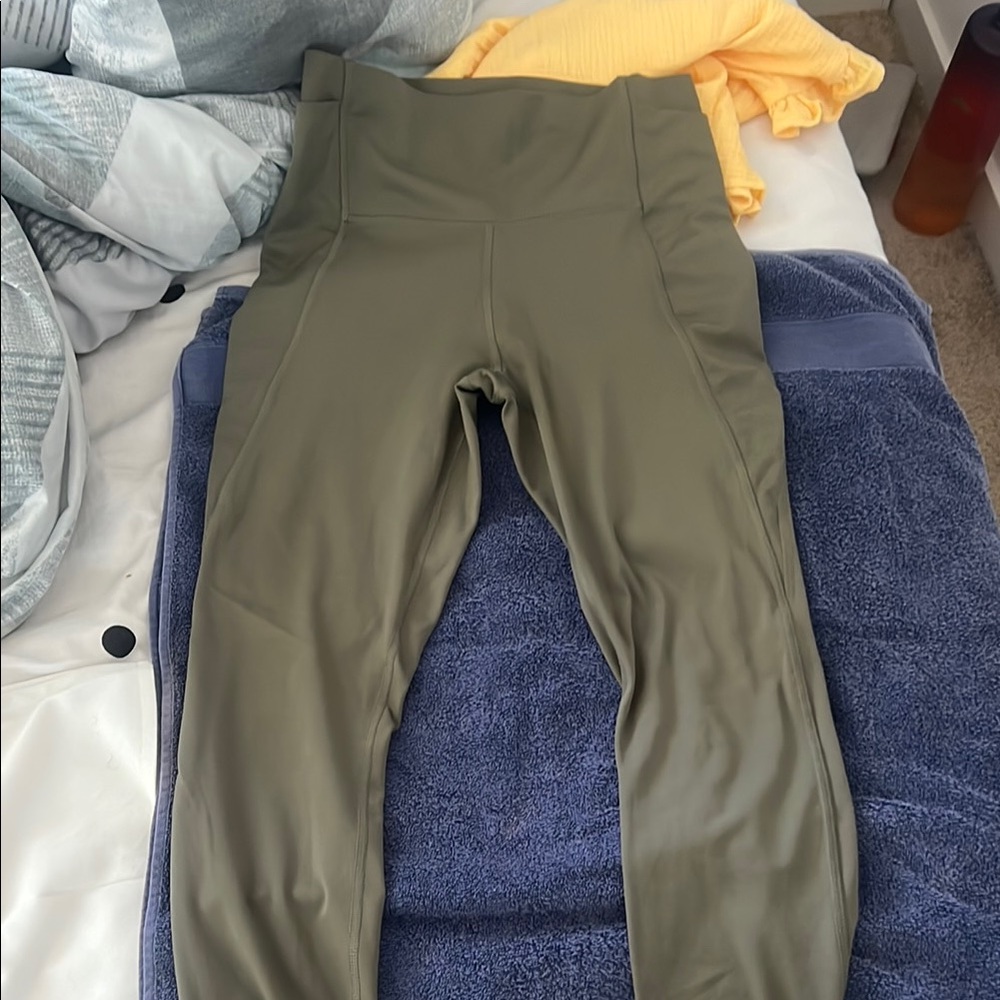 Olive Green High-Waisted Leggings